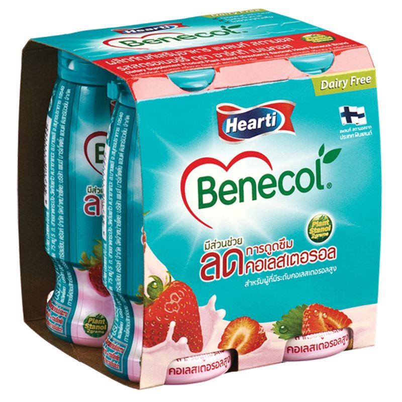 ฮาร์ทติเบเนคอลอาหารเสริมรสสตรอเบอร์รี่ 70ซีซี แพค 4 Hearti Benecol Strawberry 70cc Pack 4 [บาร์โค้ด 8852108111179]