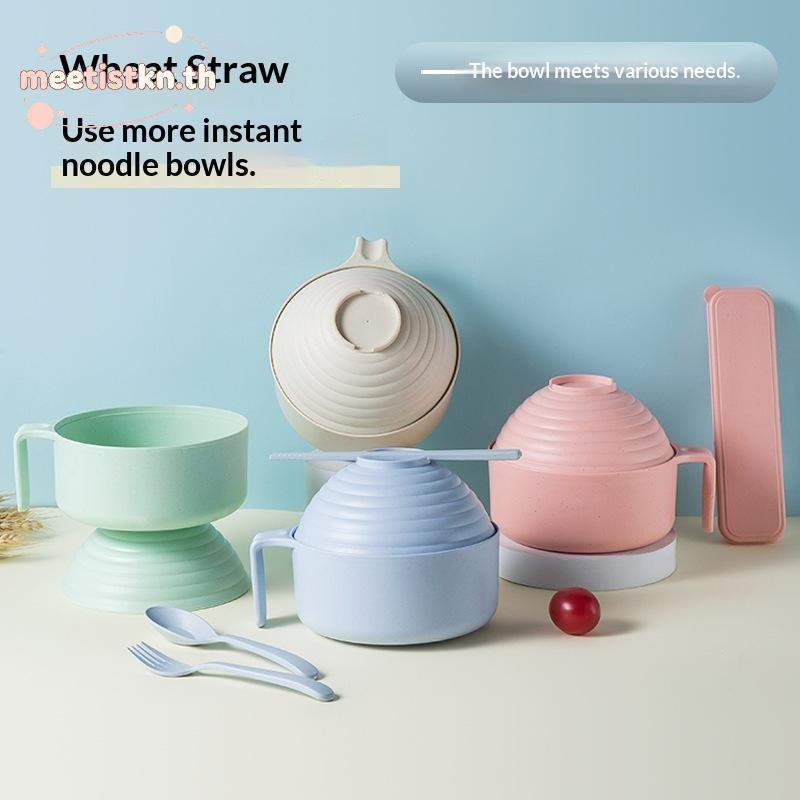 Meetistkn Ramen Bowl Set Ramen Noodles Bowl ตะเกียบ Ramen Bowl Microwavable Cooker Bowl พร้อมฝาปิด T