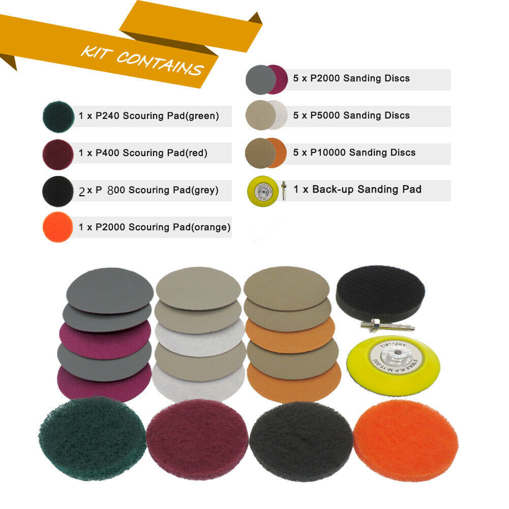 【POWE】Car Headlight Polishing Scouring-Pad Auto Restoration Kit For Electric Drill