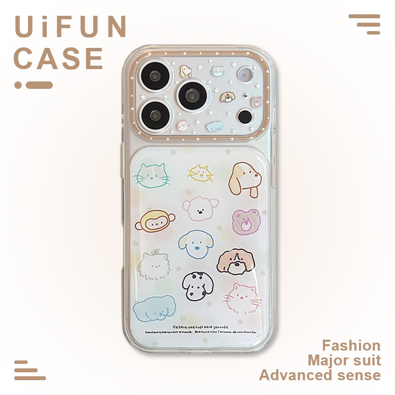 Dreamlike Macaron สี Polka Dots ลูกสุนัขลูกแมวหมีเคสโทรศัพท์สําหรับ iPhone 17 16 15 14 Pro Max iPhone 13 กันกระแทกปกหลัง Shell