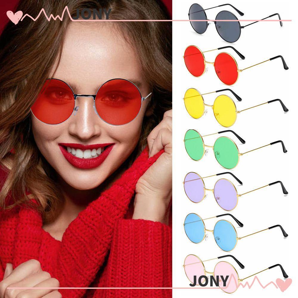 JONYPH แว่นกันแดดโลหะ Retro Party Disco Circle Glasses