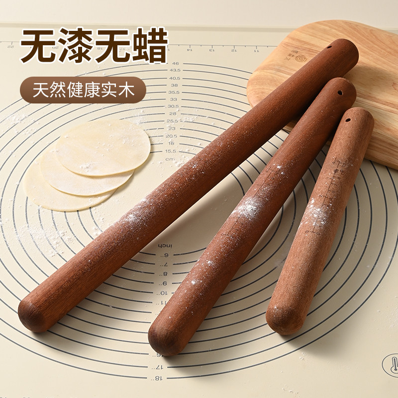 ใหม่ Rolling Pin ไม้เนื้อแข็งพุทราไม้ Ebony Rolling Pin ในครัวเรือนไม้ก๋วยเตี๋ยว Stick ก๋วยเตี๋ยว Ru