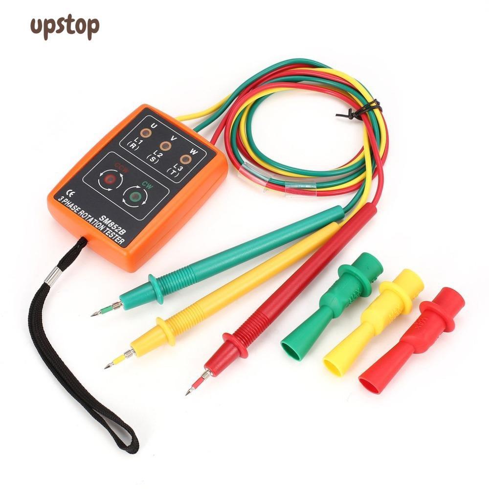 UPSTOTO เครื่องทดสอบการหมุนเฟส, 20Hz-400Hz LED เครื่องวัดลําดับเฟส, Professional SM852B แบบพกพา Buzz