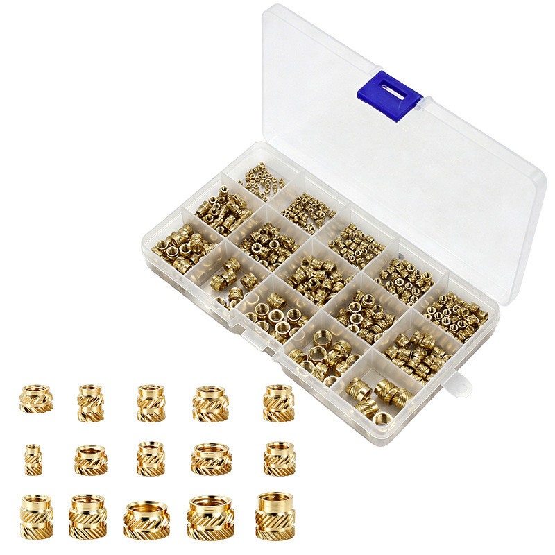 Knurled ทองเหลืองใส่ถั่วชุด 450PCS M2 M3 M5 M6 M7 M8 สําหรับพลาสติกฝังใช้