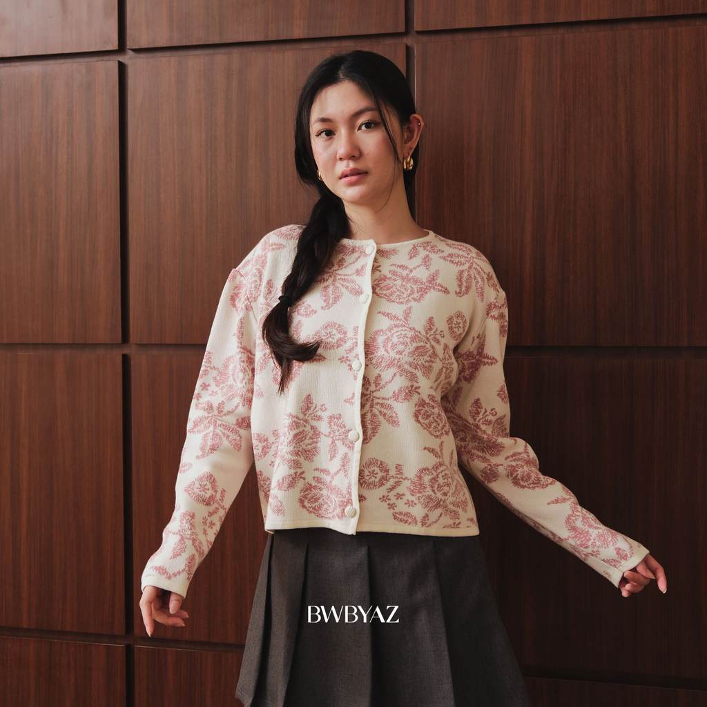 BWBYAZ STAPLE EASE - คาร์ดิแกนลายดอกไม้ Aurelie