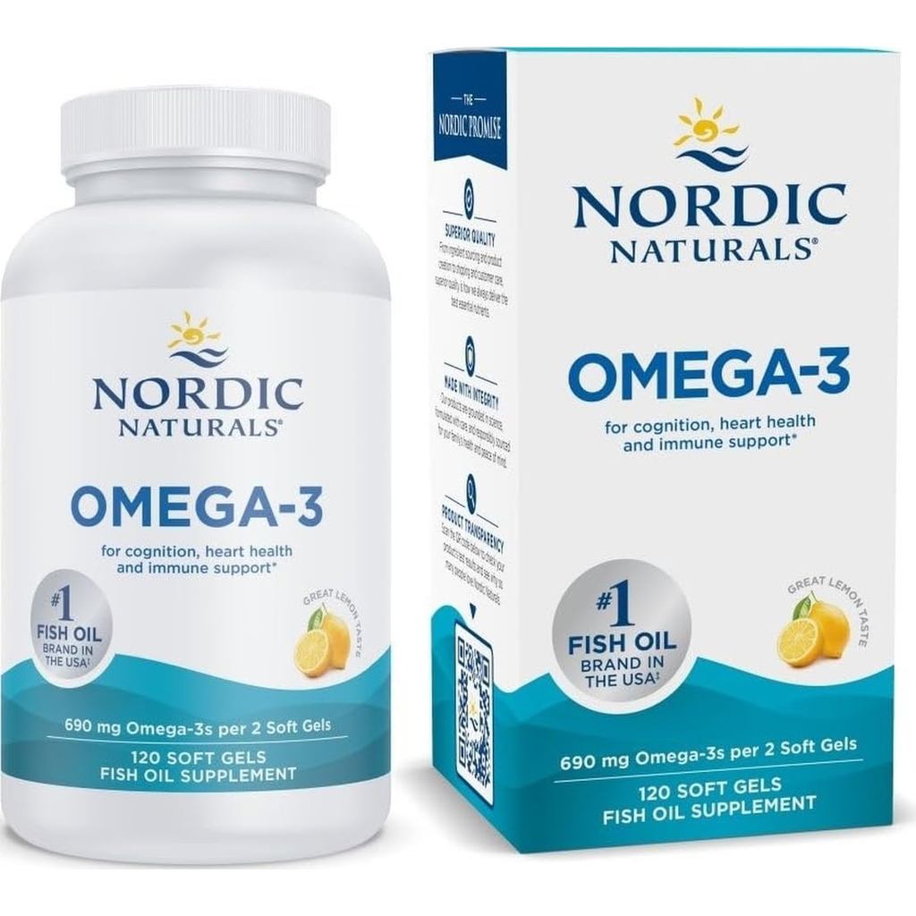 Nordic Naturals Omega-3, 690mg Fish Oil, EPA & DHA, Lemon - 120 Count
