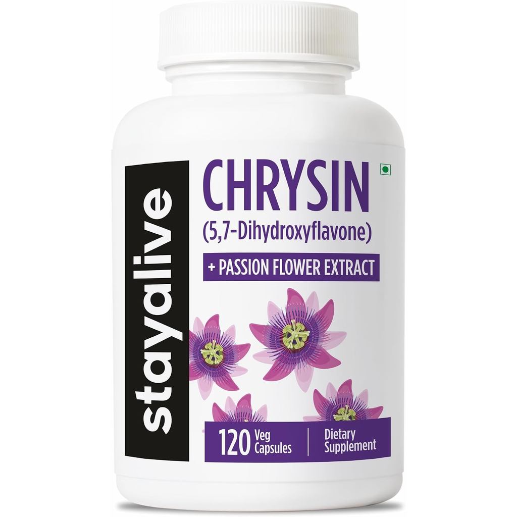 STAY ALIVE อาหารเสริม Chrysin 500 มก. และ STAY ALIVE ผงสกัด Chrysin, 5.7-Dihydroxygene Flavonoids, ป