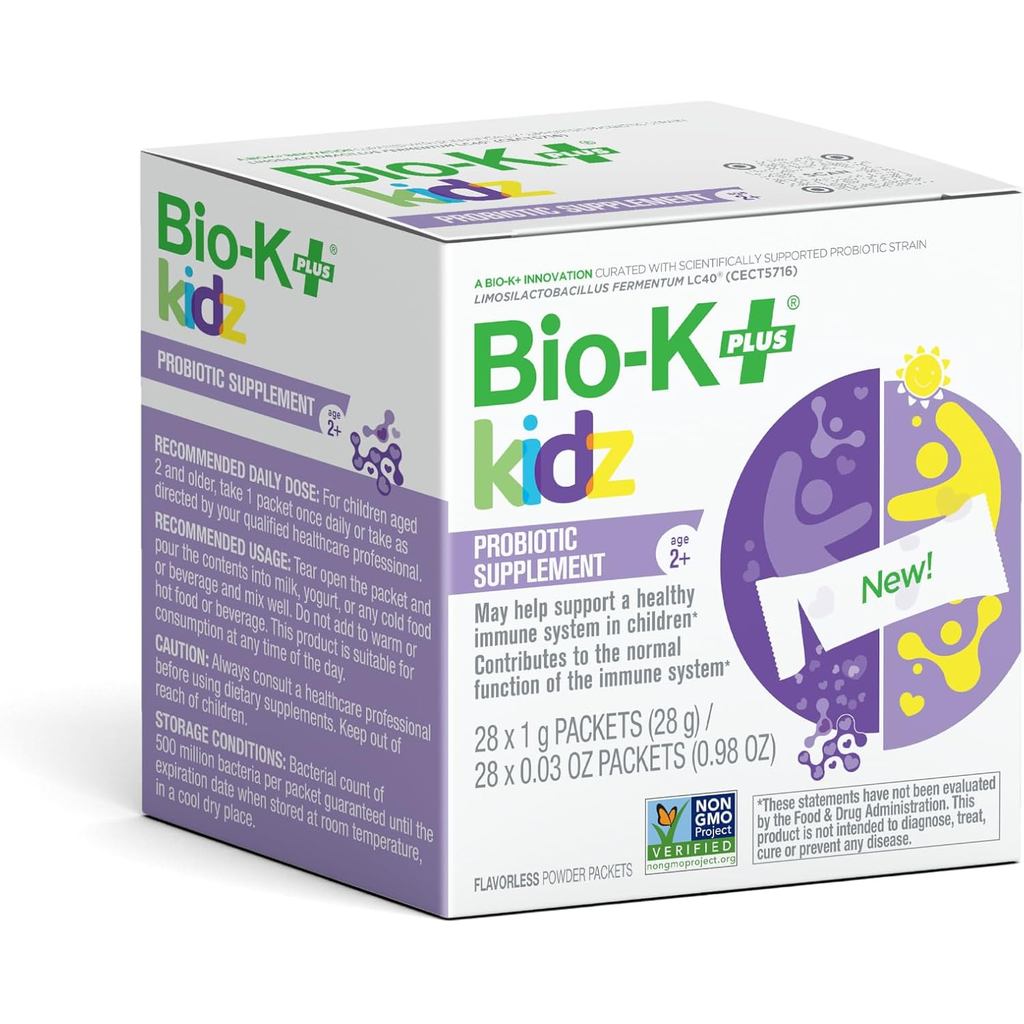 Bio-K+ Kids Probiotic Powder, Immune Support + Vitamin D3, 28 ซอง