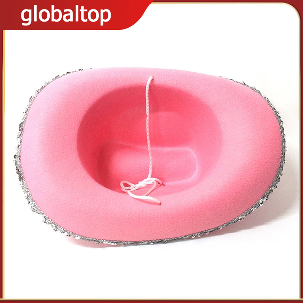 3pcs สุภาพสตรีคาวบอยคาวบอย Felt Cowgirl พร้อมผ้าพันคอแว่นตาอุปกรณ์เสริม Cowgirl สีชมพู Cowgirl ผู้ให