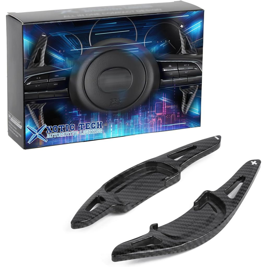 X xotic tech คาร์บอนไฟเบอร์รูปแบบ Paddle Shifter Extensions ฝาครอบอุปกรณ์ตกแต่งภายในรถยนต์ใช้งานร่วม