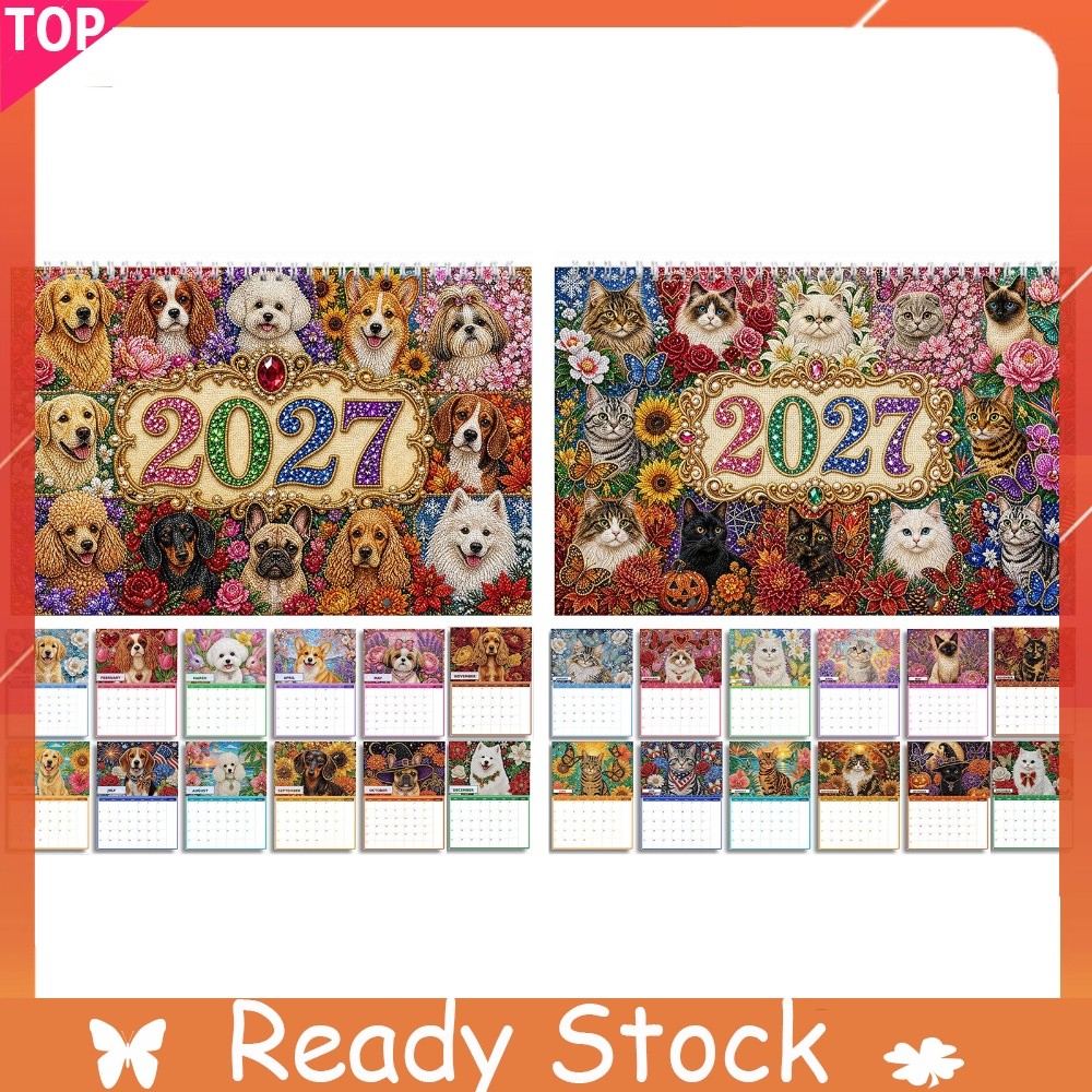 2027 DIY เพชรภาพวาดปฏิทินสําหรับผู้ใหญ่ดอกไม้เพชรปฏิทินศิลปะ 11.81x9.45 นิ้วสําหรับ Home Business Of