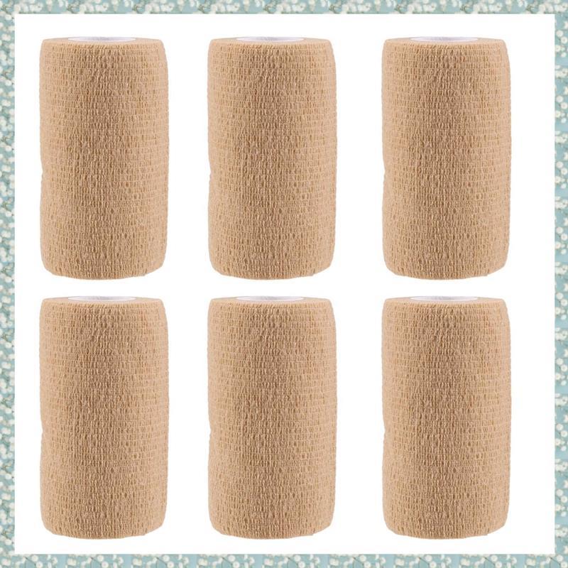 [h5bl3j6wj.ph] 6 แพ็ค Self Adhesive Cohesive Bandage, 10X450cm, ผ้าห่อเอง, ผ้าพันผ้าพันแผลไม่ทอ