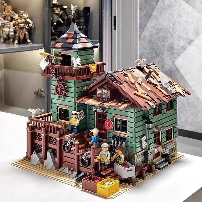 ถัง House House House Villa City Building Street View ชายหญิงเด็กประกอบบล็อกตัวต่อของเล่นของขวัญ