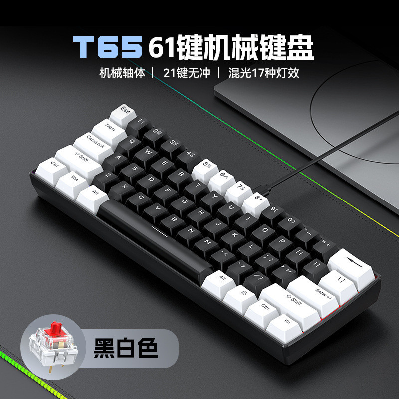 T-WOLF Thunder WOLF T65 คีย์บอร์ดแบบมีสายสําหรับเล่นเกมคอมพิวเตอร์ส่องสว่าง 61 คีย์คีย์บอร์ดอาหรับ 2