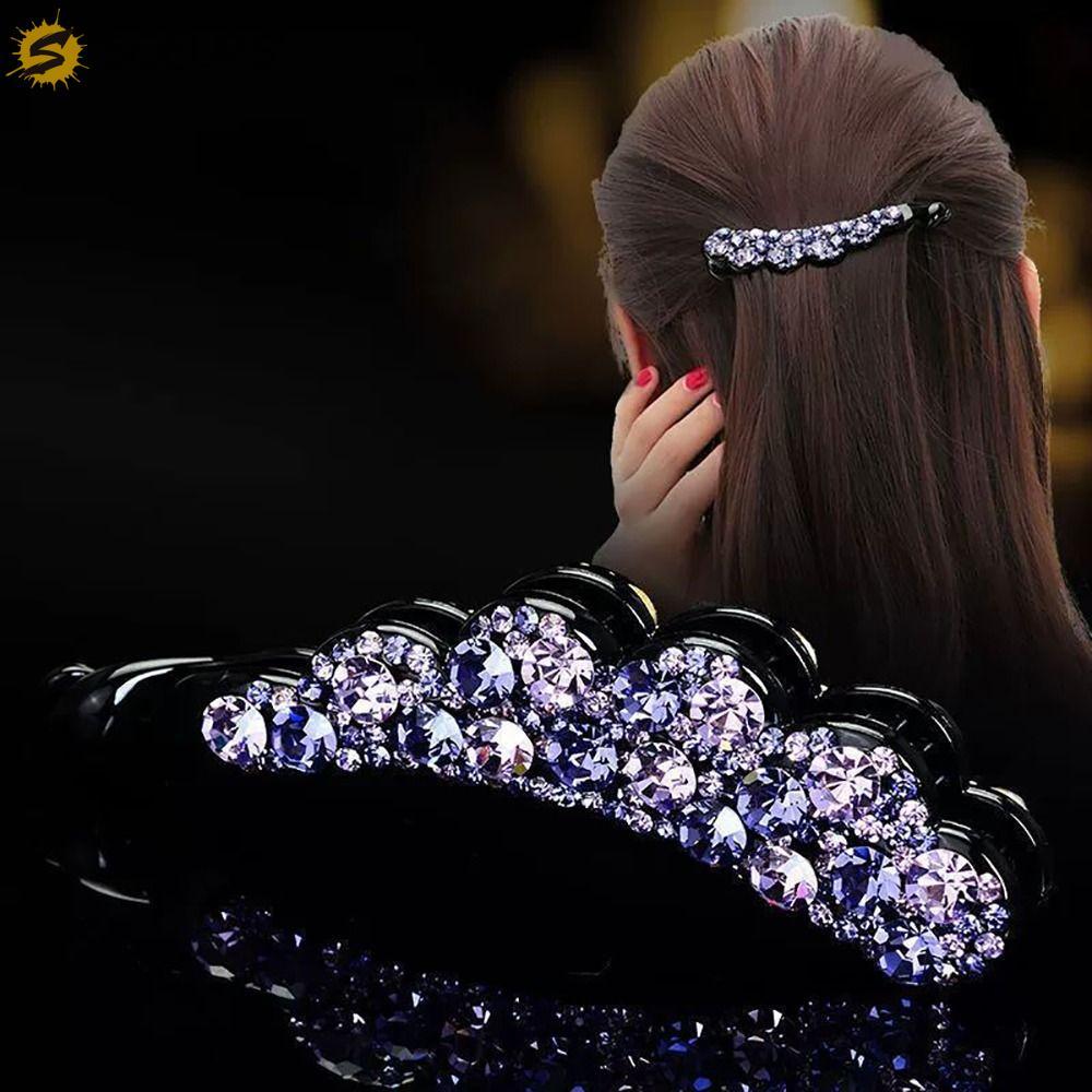 SOEURS Banana Clip Simple สําหรับผู้หญิงคลิปแนวตั้งสําหรับสาวเพชรหวานสไตล์เกาหลีกิ๊บติดผม