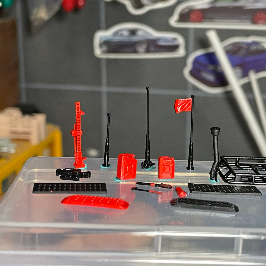 1: 64 Scale Off-Road Vehicle Mood Parts Traping Board เสาอากาศ Wading คอทหารพลั่วขวาน