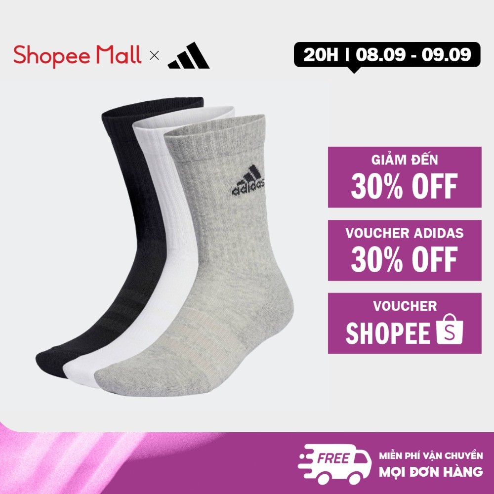 [เพียง 9.9 - VOUCHER 30%]adidas Lifestyle & Basketball Set 3 ชิ้น Unisex Grey Cushioned High Socks I