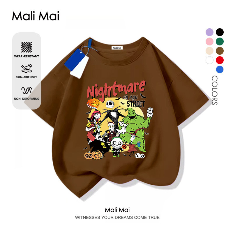 เสื้อยืดแขนสั้นสำหรับเด็ก คอกลม อายุ 3-15 ปี ตัดเย็บดี Halloween น่ารัก ลวดลาย (ส่งเร็ว จัดส่งจากไทย)