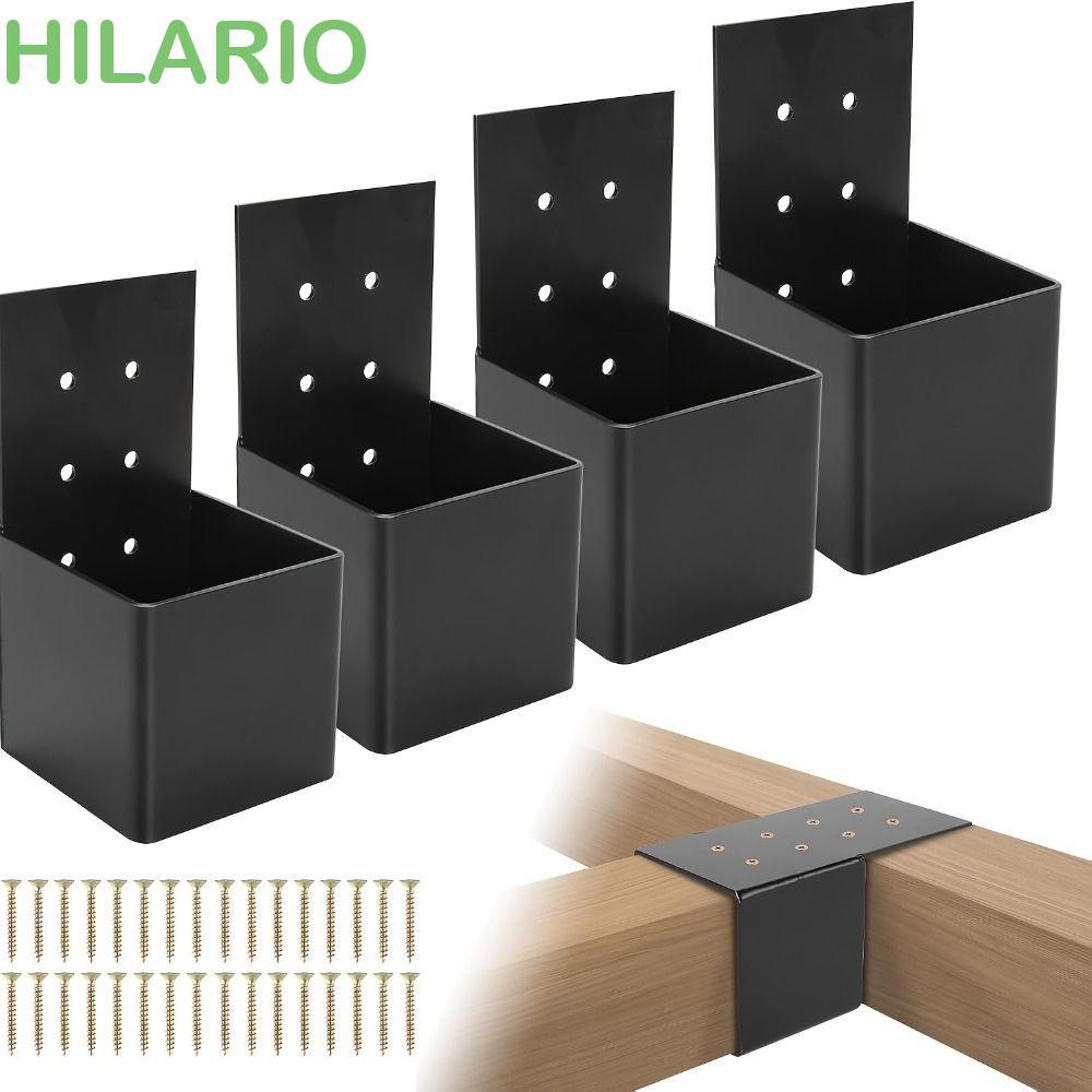 ขั้วต่อรางดาดฟ้า HILARIO, โลหะทนทาน Pergola Bracket, พร้อมสกรู Heavy Duty ติดผนังสีดํา Pergola อุปกร