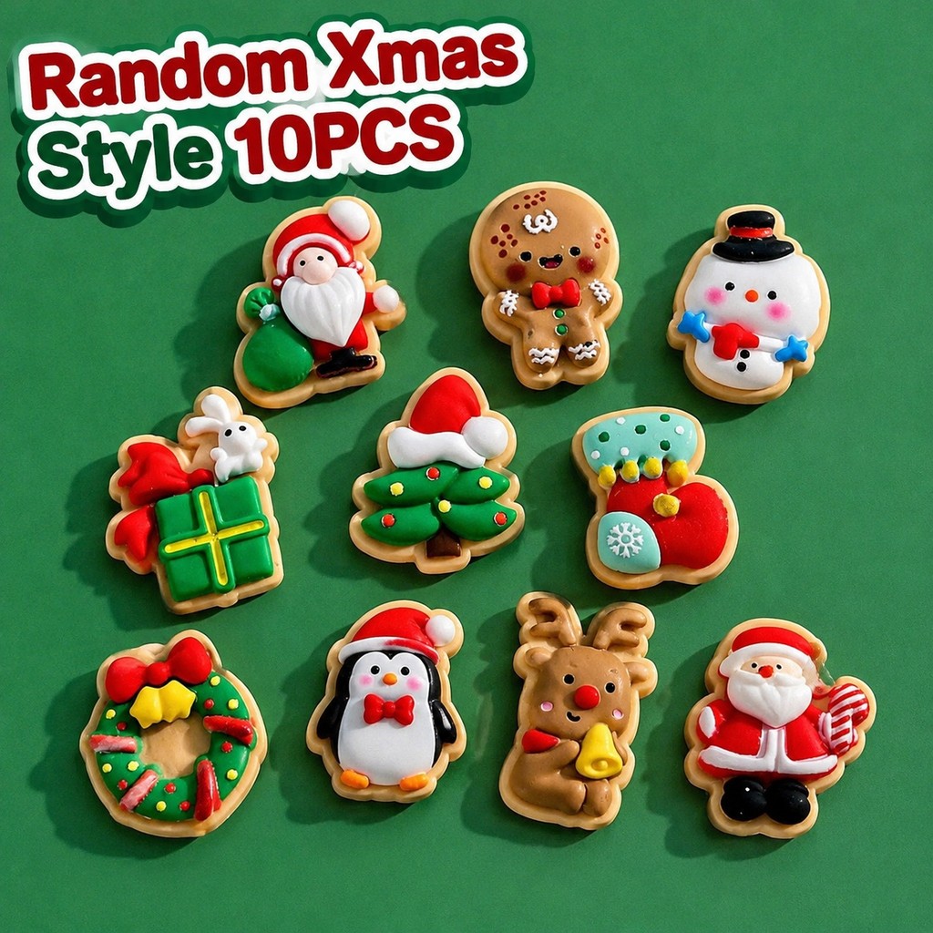 10 ชิ้นสารพันคริสต์มาส Flatback Charms สําหรับเคสโทรศัพท์ Decoden Craft