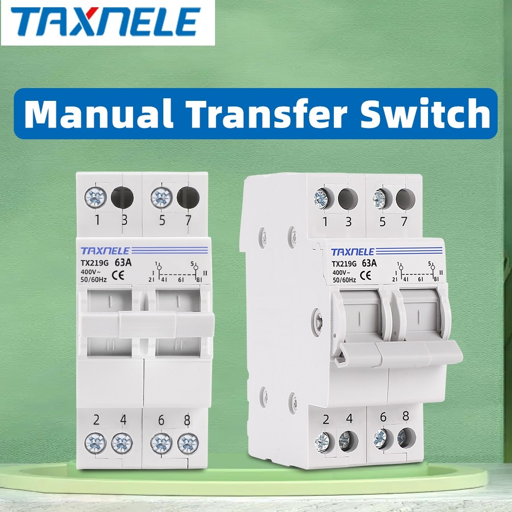 2p 40A 63A AC 230V 400V MTS Dual Power Manual Transfer Interlock Circuit Breaker Din Rail Switch
