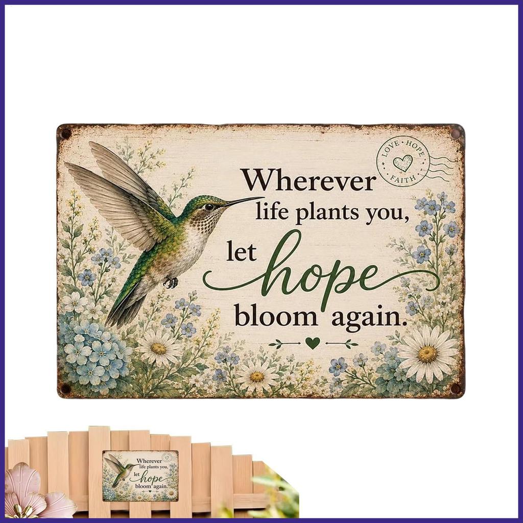 โลหะป้ายสวน Vintage Hopeful Weatherproof Farmhouse ป้ายตกแต่งกลางแจ้งสําหรับห้องนั่งเล่นห้องนอน Farm