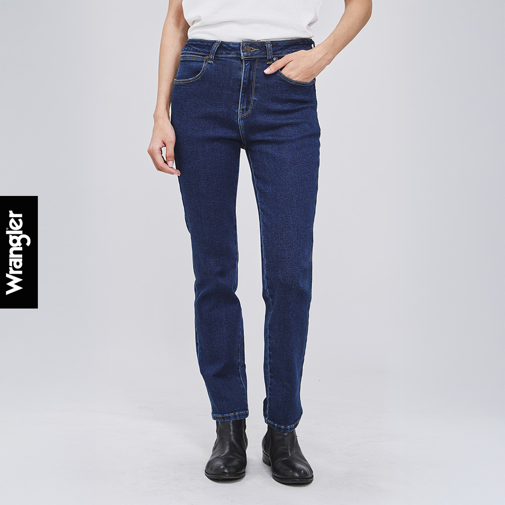 WRANGLER กางเกงยีนส์ผู้หญิง เอวกลาง ทรงเข้ารูป ทรง Slim รุ่น WR SC24WSLIC01 สียีนส์กลาง