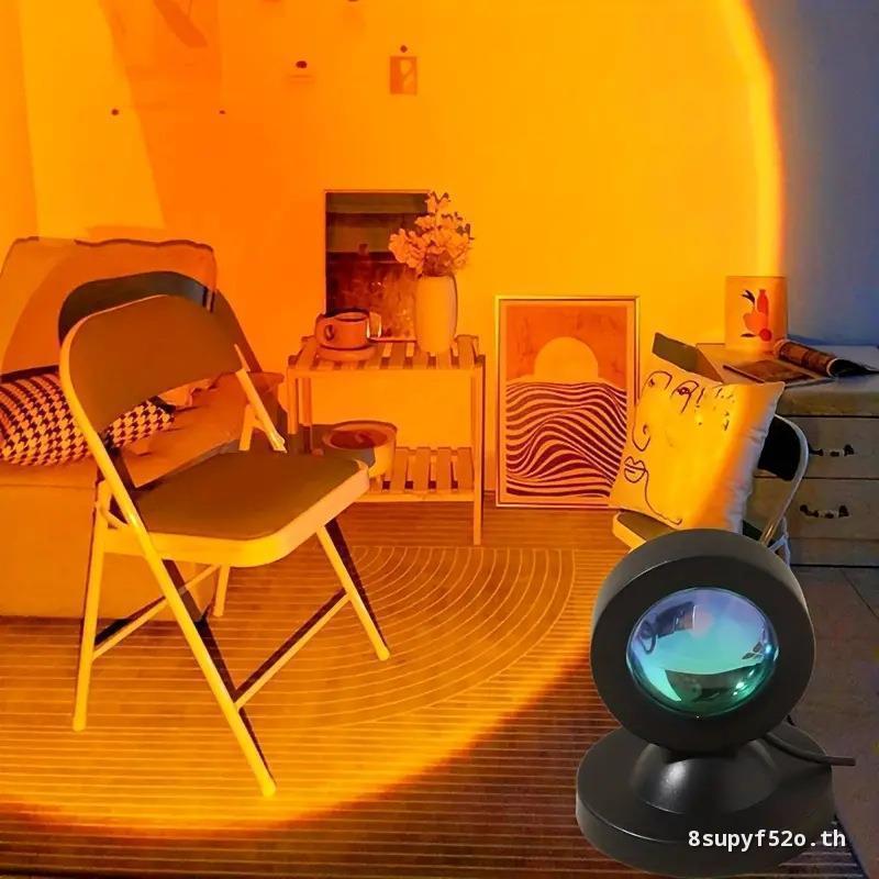 2025 สไตล์ใหม่ LED Sunset Light Sunset Light Sunset Light Rainbow สีสัน Projection Light Influencer 