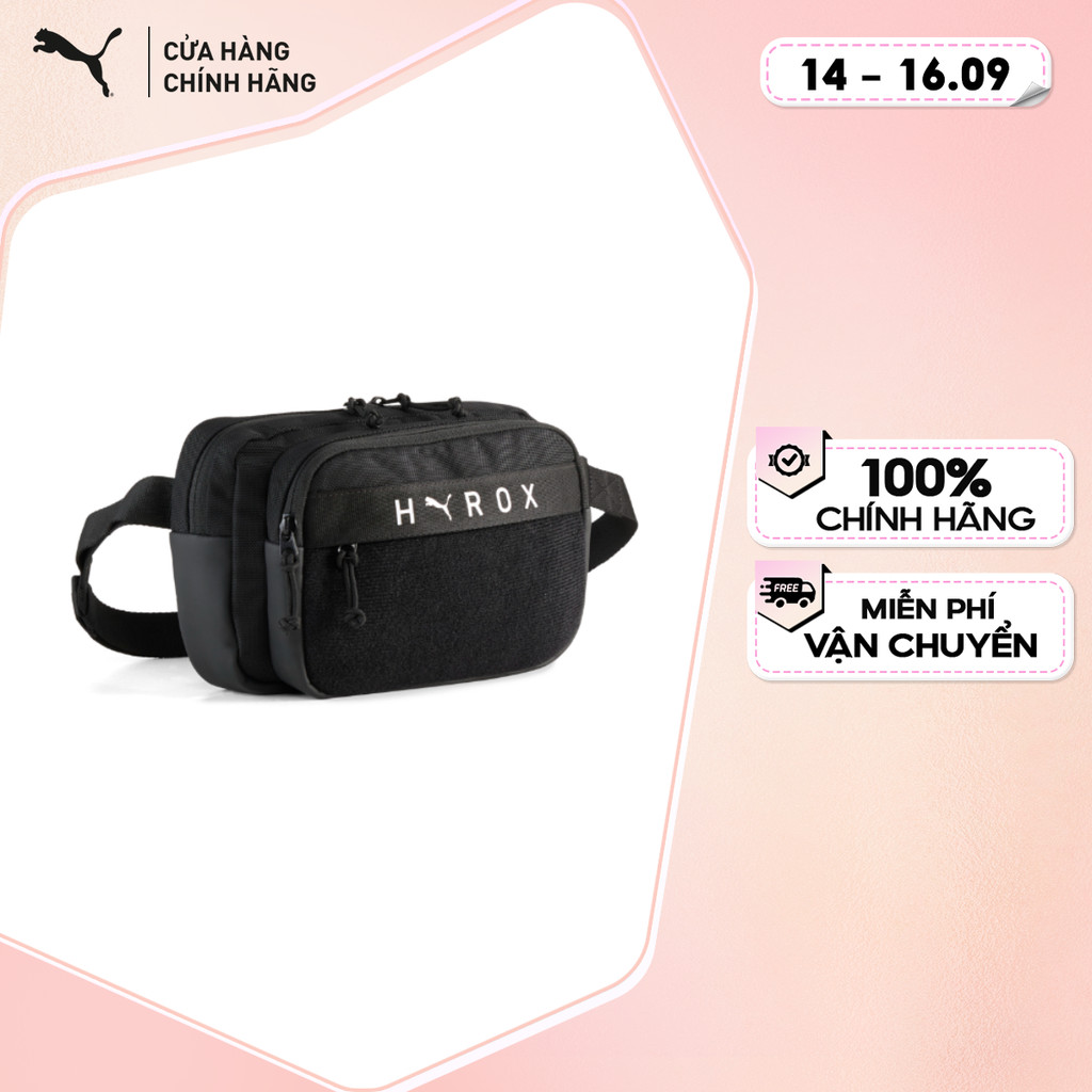 PUMA Unisex x HYROX Waistbag สีดํา Sports Crossbody Bag สีดํา
