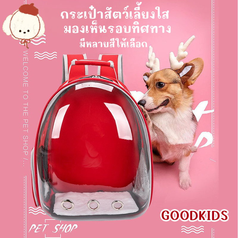 STOCK กระเป๋าสัตว์เลี้ยงใสแบบเปิดข้าง มองเห็นรอบด้าน พกพาสะดวก สำหรับแมวและสุนัข กระเป๋าอวกาศสัตว์เลี้ยง