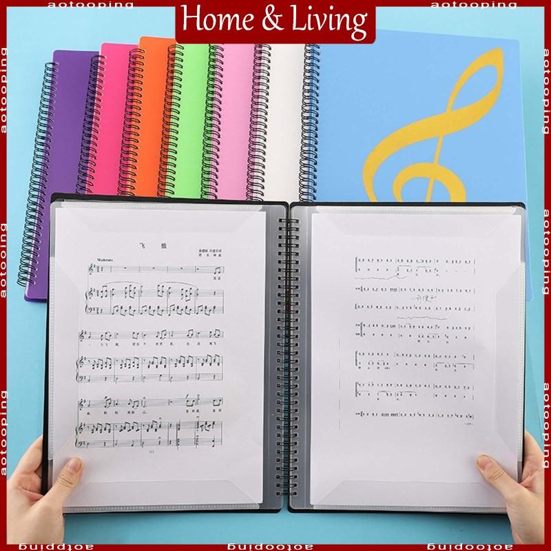 AOTO A4 แฟ้มโฟลเดอร์กันน้ํา Spiral-bound Sheet Music Binder 10x13Inches 20 แขน