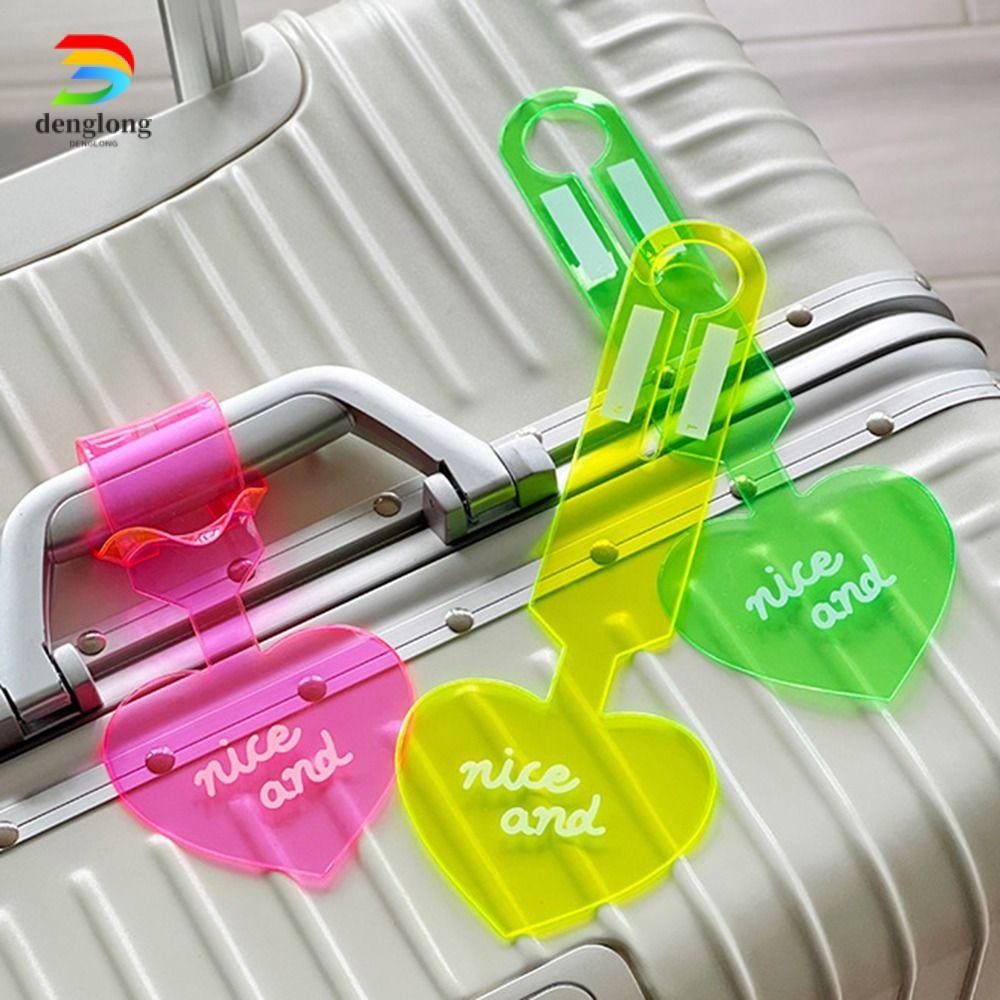 DENGLONG Baggage Tag, PVC Fluorescent Airplane Suitcase Label สีสันสดใส Anti-lost Travel Suitcase Label