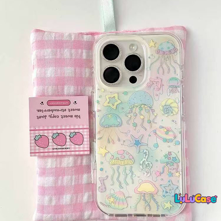 เคสไอโฟน Redmi 14C 9C 13C 12C 12 10C 9T 9A A1 Note 13 14 12 11 11S 10 8 Pro Plus POCO C75 C61 ปกแมงกะพรุนโบว์หวาน