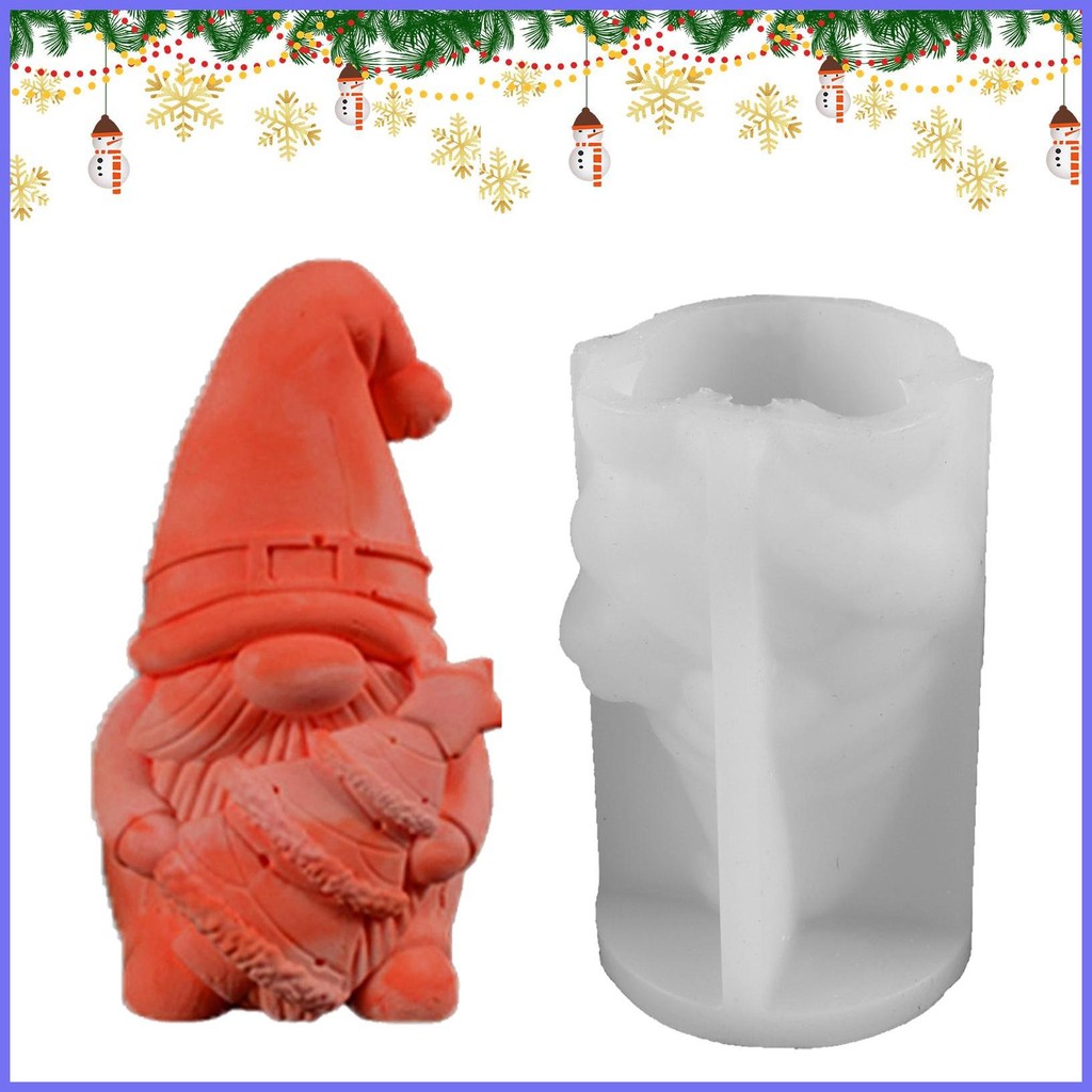 คริสต์มาส Gnome แม่พิมพ์ Gnome รูปตกแต่งคริสต์มาสเทียนแม่พิมพ์ตกแต่งบ้านแบบยืดหยุ่นแม่พิมพ์ Gnome ปร