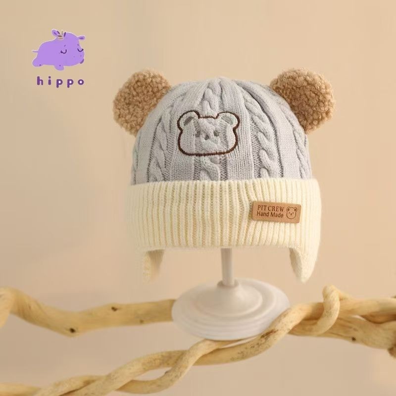 หมวกเด็กฤดูใบไม้ร่วงและฤดูหนาว หมวกถักน่ารัก ป้องกันความหนาวเย็น ป้องกันหู - รูปที่ 5