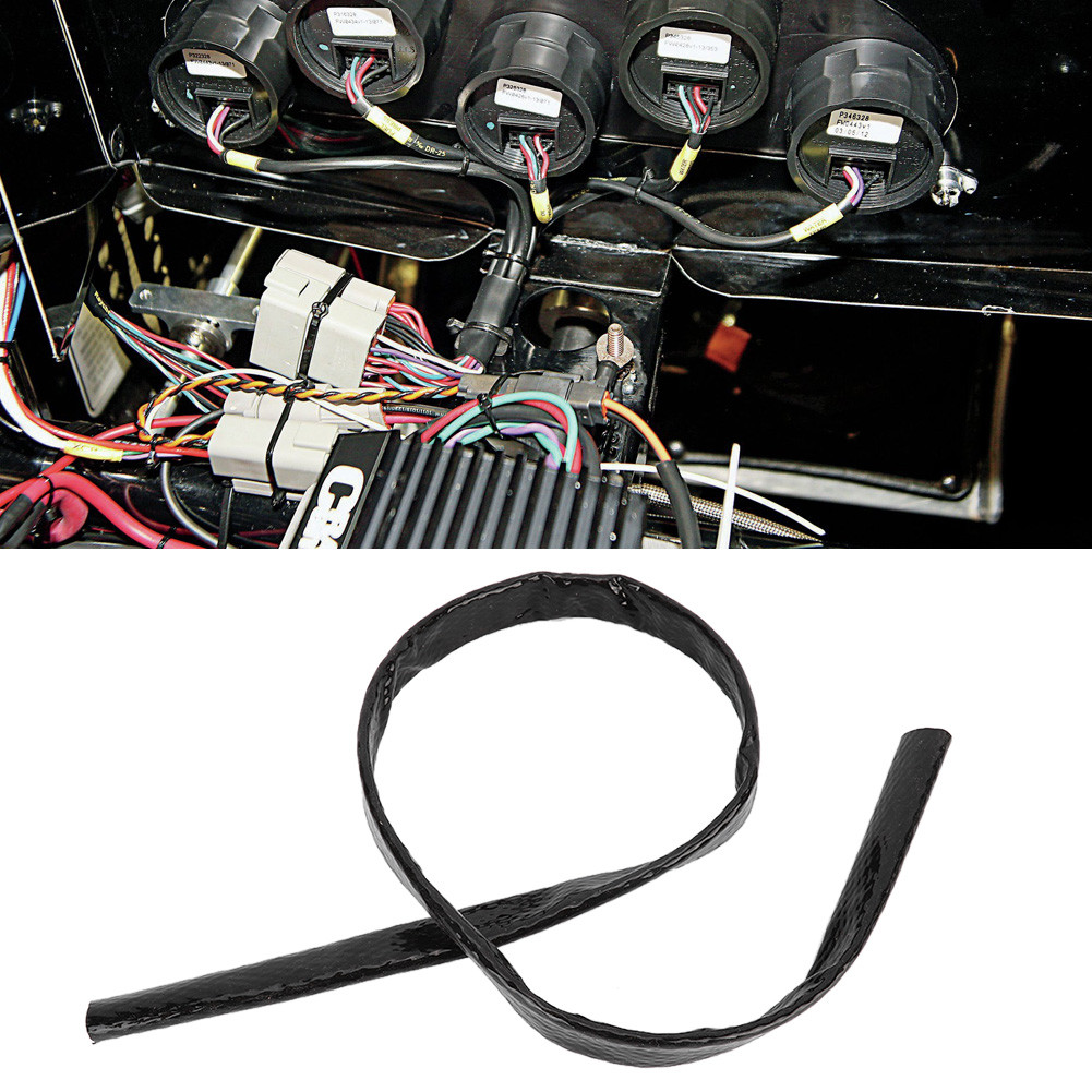 Mingxiu Fire Sleeve Braid 3.3ft Heat Flame 5/8 ID 0.6in AN10 สายยางเชื้อเพลิง (สีดํา)