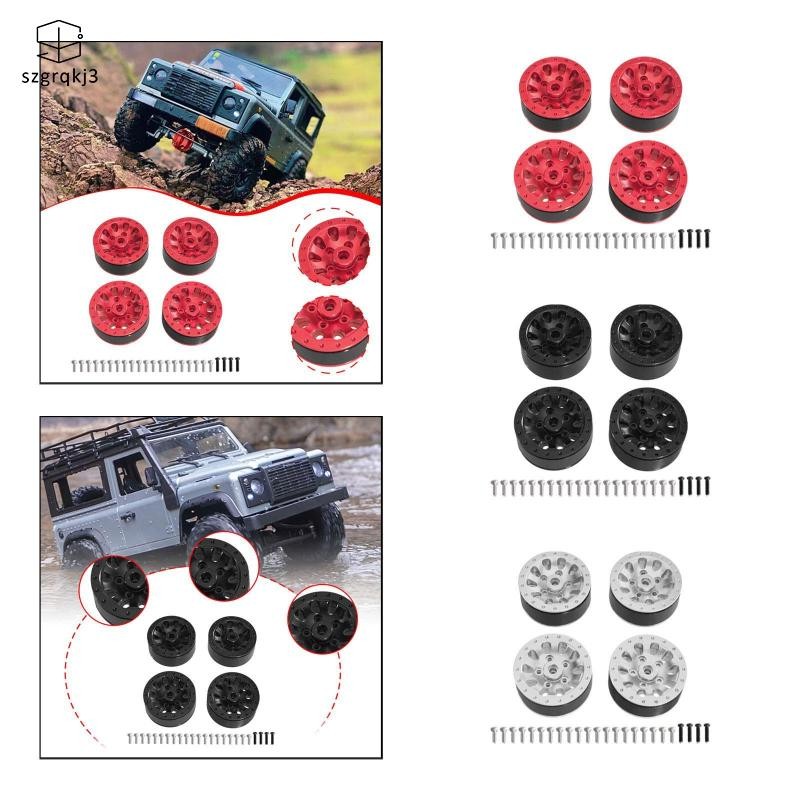 [szgrqkj3] 4 ชิ้น RC รถล้อ 1 12 Scale ล้อยางเปลี่ยนอลูมิเนียมอุปกรณ์เสริมอะไหล่เหมาะสําหรับ D90 D91 