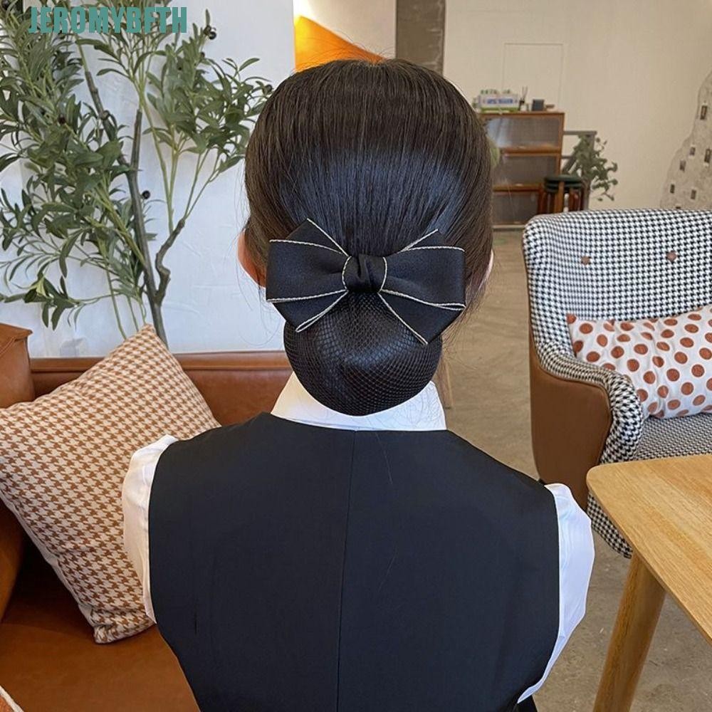 JEROMYBF Bowknot Spring Clip, Ribbon Korean Style Bun Snood, Sweet Hairpin Hair Accessories Headwear