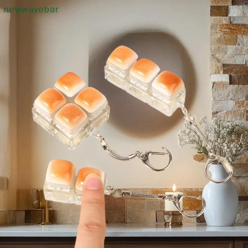 [HENGHOME] Creative Bread Keyboard Keychain Mechanical Keyboard Dpression Toy Keyring Bag Pendant Fi