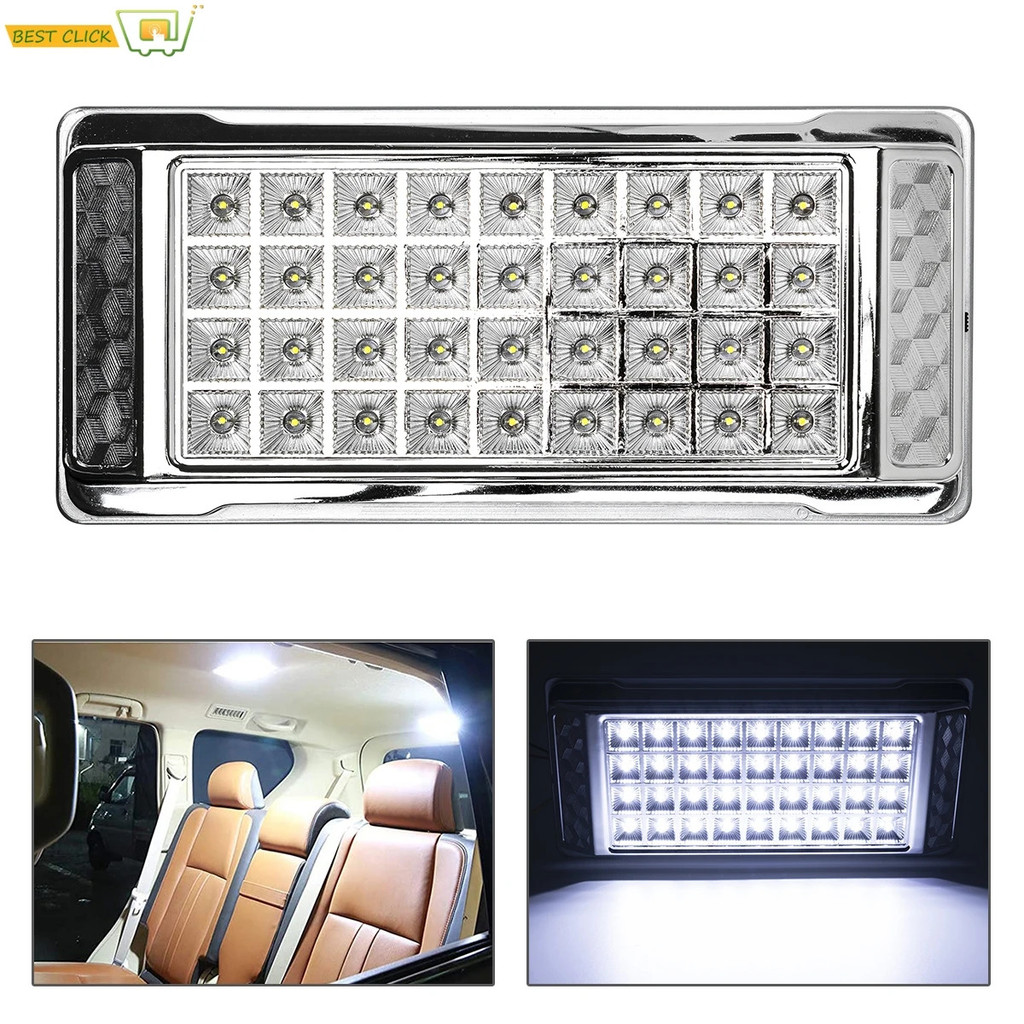 LED Chrome ภายในเพดาน Strip Bar 12V 5W 36SMD สวิตช์เปิด/ปิดรถ Van Bus Caravan Lorry Motorhome Camper