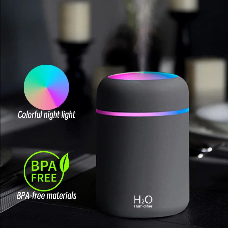 H2O Air Humidifier 300ml แบบพกพา Mini USB Aroma Diffuser Cool Mist สําหรับห้องนอนรถบ้านพืชเครื่องฟอก