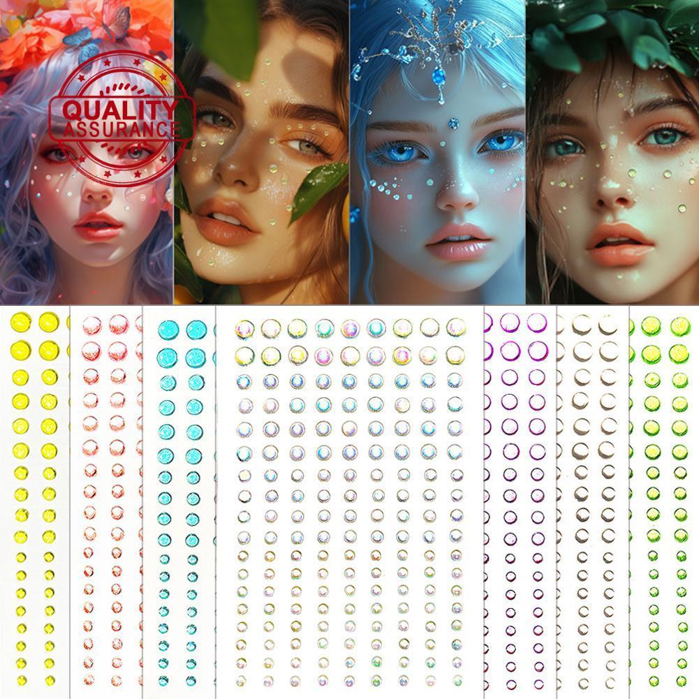 สีสันKpop Girl Groupสติกเกอร์แต่งหน้าประกายน้ําแต่งหน้าชุดใบหน้าแต่งหน้าหยดV0t6