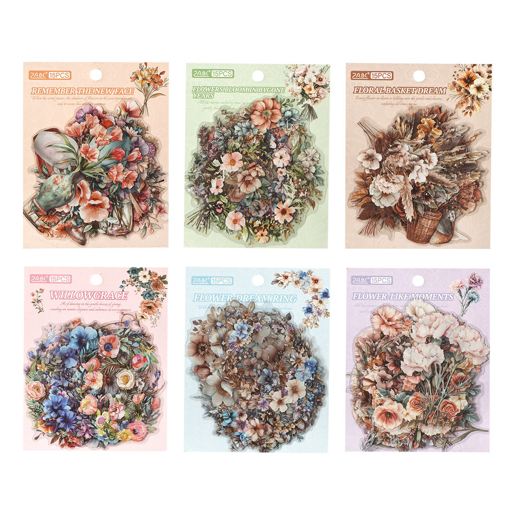 Journamm 15 ชิ้นดอกไม้กรอบสมุดภาพสติกเกอร์ Pre-CutTransparent สติกเกอร์ PET Embelishment สติกเกอร์สําหรับ Scrapbooking DIY ตกแต่งตกแต่งโน้ตบุ๊คกรอบอัลบั้ม Handmade - รูปที่ 3