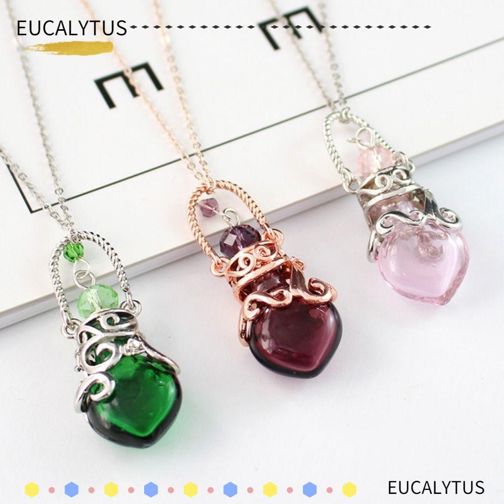 EUCALYTUSTH น้ําหอม Vial สร้อยคอ,ปรับ Multicolor Wishing ขวดจี้, Creative Glass Vial Essential Oil D