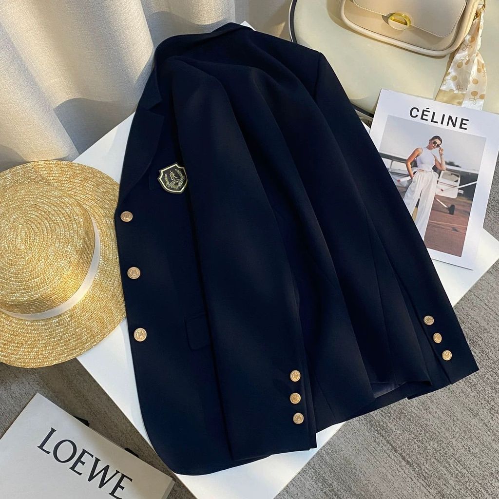 Navy Blue Design Sense Academic Style Suit Jacket Women's GK Early Spring New Style Elegant Popular 