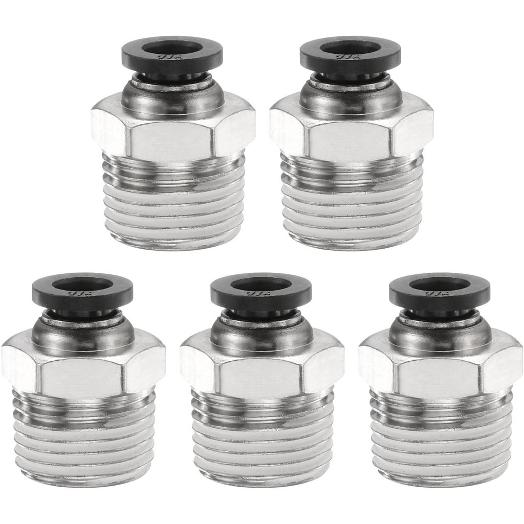 HARFINGTON 5pcs Push to Connect อุปกรณ์ 1/4 "หลอด OD x 3/8" NPT ด้ายชายตรง Union อุปกรณ์ทองแดง Quick