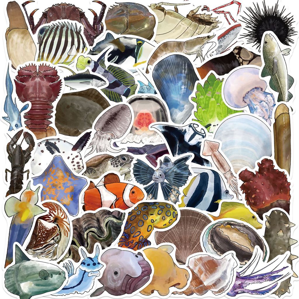 50 ชิ้น/เซ็ตการ์ตูน Ocean Creature สติกเกอร์เด็ก Early Education สติกเกอร์ DIY ของขวัญเด็กสติกเกอร์