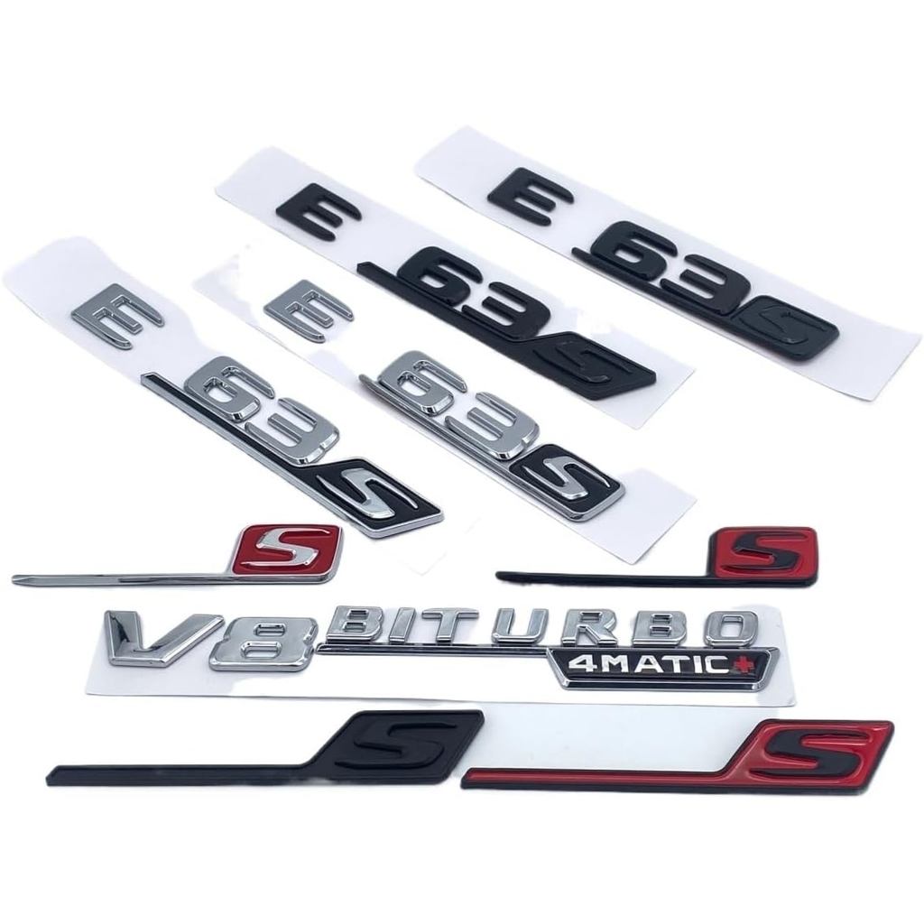 3D ตัวอักษรแบน ABS E63 E63S V8 Biturbo 4Matic AMG ป้ายสัญลักษณ์สติกเกอร์ Fit สําหรับ Mercedes สําหรั