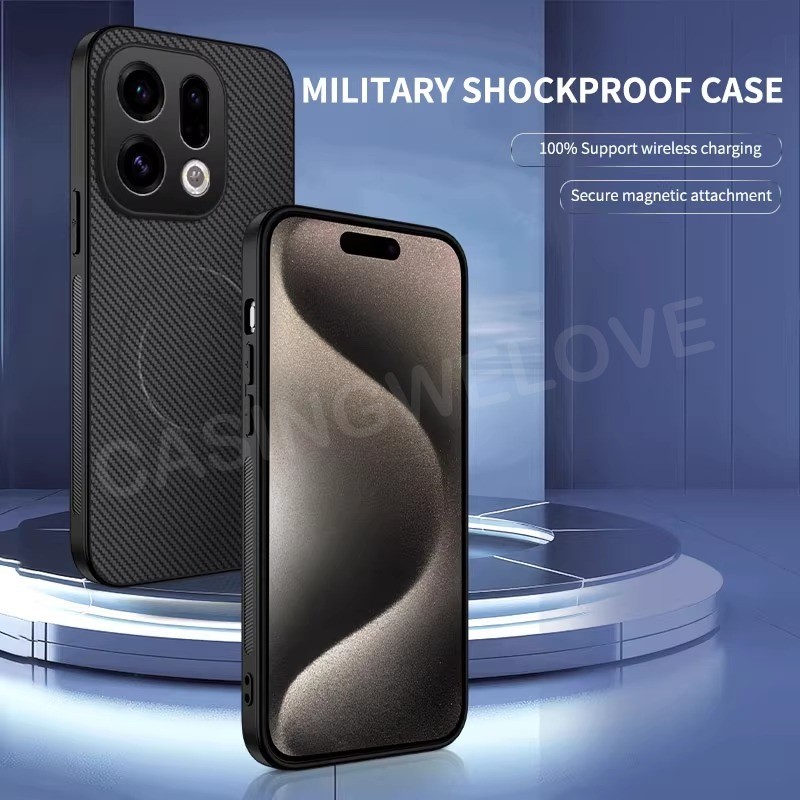 เคสโทรศัพท์สําหรับ OPPO Find X9 Pro X9Pro 5G 2025 รูปแบบคาร์บอนไฟเบอร์แม่เหล็กกันกระแทกป้องกันกลับปกแข็ง
