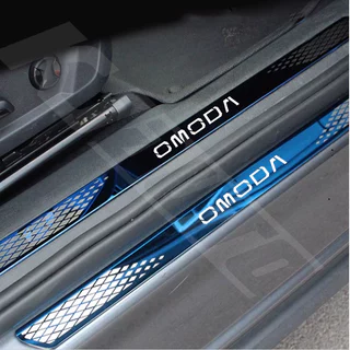 4pcs Omoda ซีลรถสแตนเลสเกณฑ์แถบโลหะยินดีต้อนรับเหยียบตกแต่ง Auto จัดแต่งทรงผมสติกเกอร์สําหรับ Omoda 5 C5 EV E5 S5 C9 อุปกรณ์เสริม